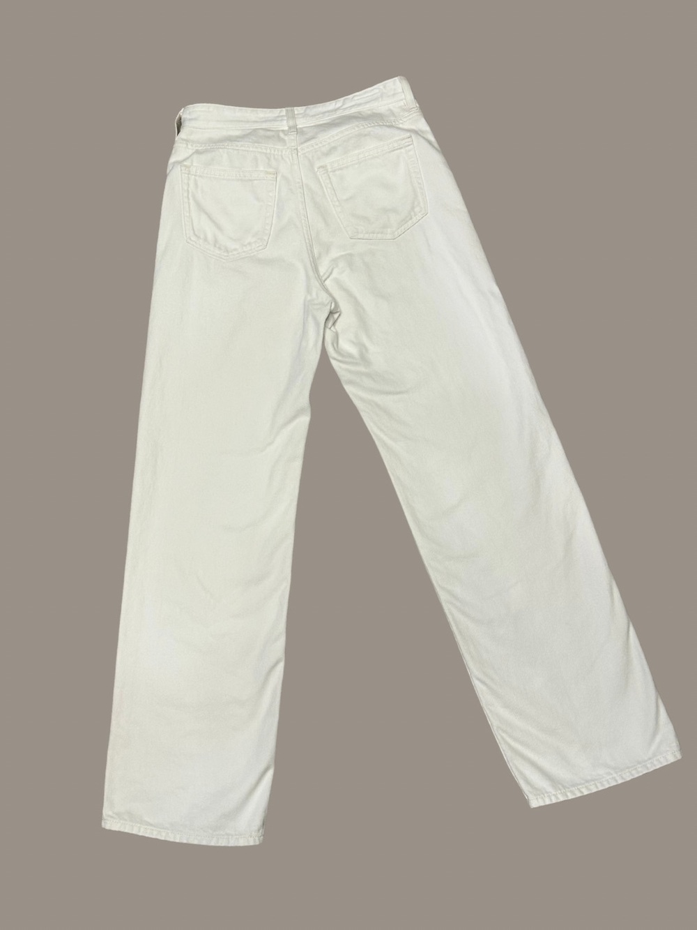 COS Column Straight-Leg Jeans Chalk Off-White High Rise Rigid Denim 27 Cotton - Picture 3 of 10